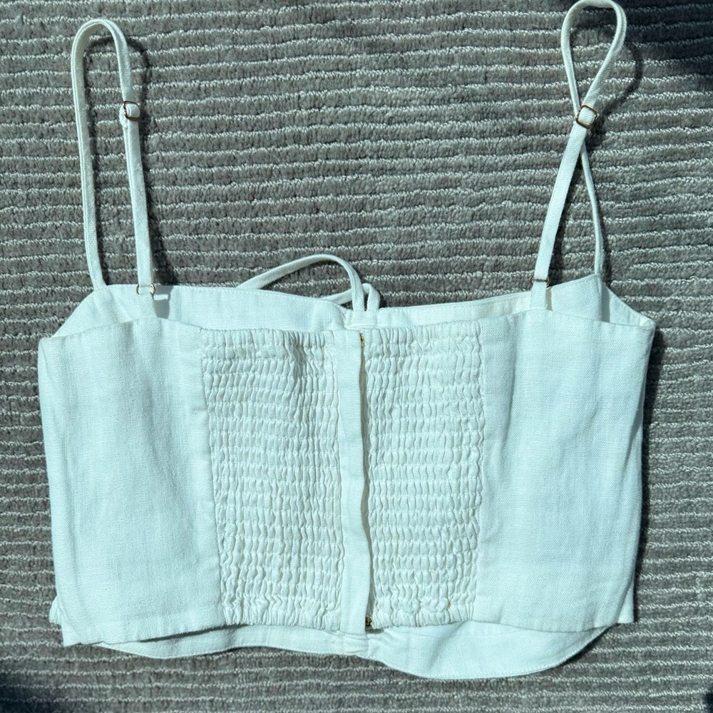 Cara Cara Cream Ruched Tie Front Crop Top - Picture 4 of 8